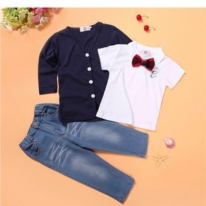 BNWT 3 piece set boys bow tie and Jeans